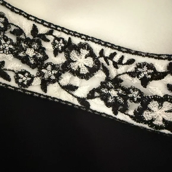 Tadashi Shoji Asymmetrical Embellished Gown White and Black